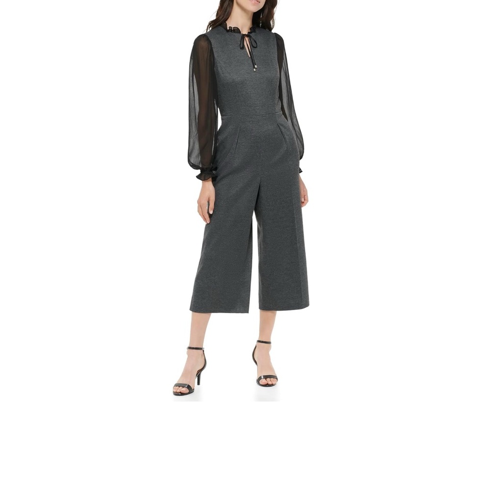 Tommy Hilfiger Women’s Jumpsuit Size 10 NWT‎ Chic Evening Sheer Sleeve Outfit